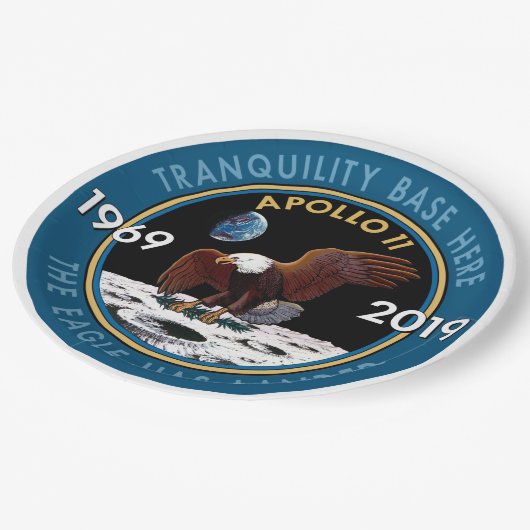 Apollo 11 50th Jubileum Mission Patch Insignia Papieren Bordje (Gekanteld)