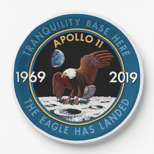 Apollo 11 50th Jubileum Mission Patch Insignia Papieren Bordje (Voorkant)
