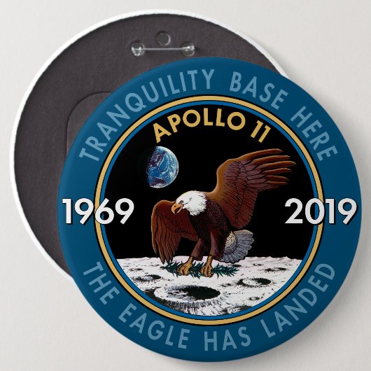 Apollo 11 50th Jubileum Mission Patch Insignia Ronde Button 6,0 Cm (Voorkant /achterkant)