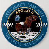 Apollo 11 50th Jubileum Mission Patch Insignia Ronde Button 6,0 Cm (Voorkant)