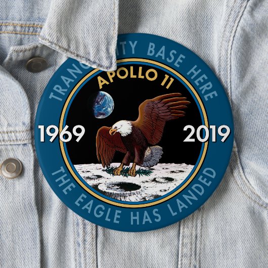 Apollo 11 50th Jubileum Mission Patch Insignia Ronde Button 6,0 Cm (In situ)