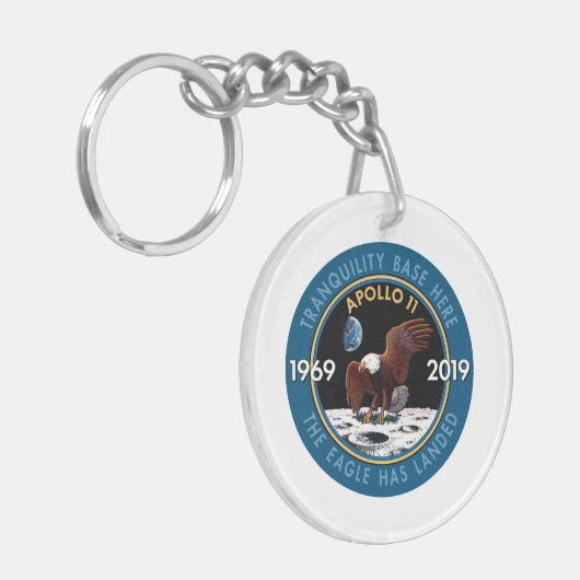 Apollo 11 50th Jubileum Mission Patch Insignia Sleutelhanger (Voorkant Links)