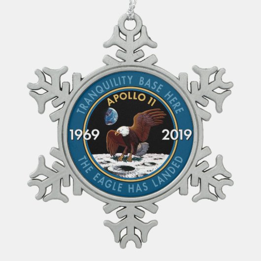 Apollo 11 50th Jubileum Mission Patch Insignia Tin Sneeuwvlok Ornament (Voorkant)