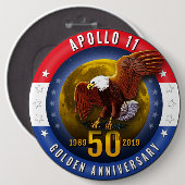 Apollo 11 50th Jubileum Patriotic Moon Eagle - Ronde Button 6,0 Cm (Voorkant /achterkant)