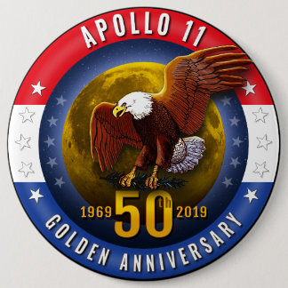 Apollo 11 50th Jubileum Patriotic Moon Eagle - Ronde Button 6,0 Cm