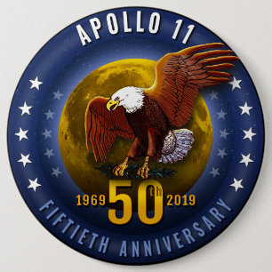 Apollo 11 50th Jubileum Starfield Moon Eagle - Ronde Button 6,0 Cm