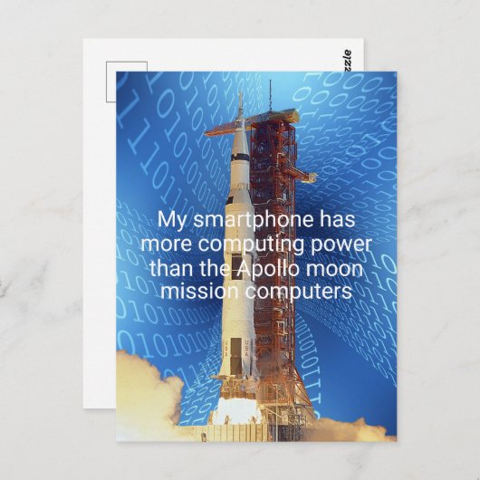 Apollo 11 computerkracht briefkaart (Voorkant / Achterkant)