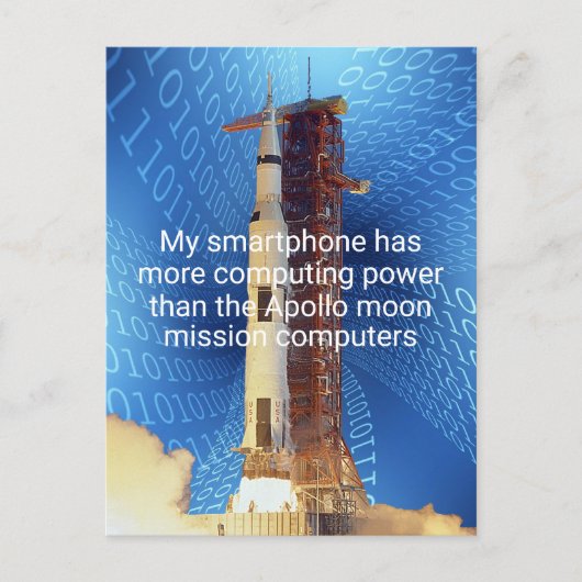 Apollo 11 computerkracht briefkaart (Voorkant)