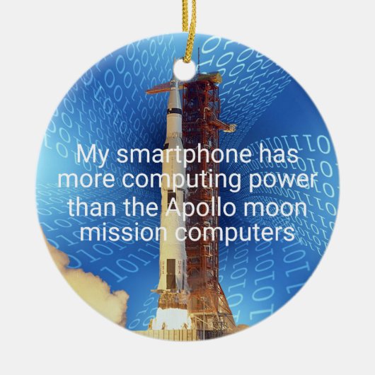 Apollo 11 computerkracht keramisch ornament (Voorkant)