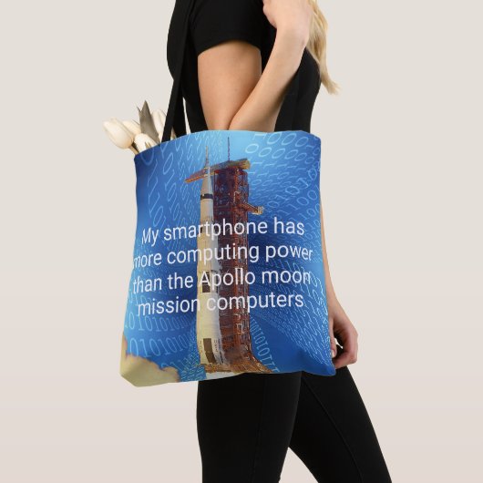 Apollo 11 computerkracht tote bag (Dichtbij)