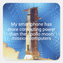 Apollo 11 computerkracht vierkante sticker