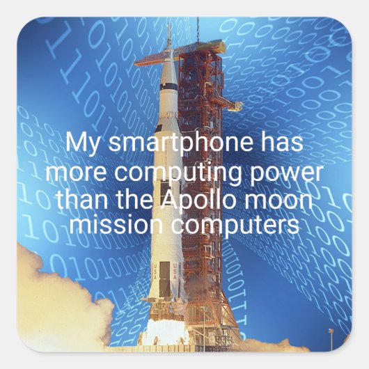 Apollo 11 computerkracht vierkante sticker (Voorkant)