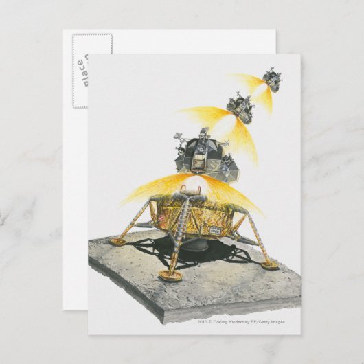 Apollo 11 Eagle-module die uit de maan gaat Briefkaart (Voorkant / Achterkant)