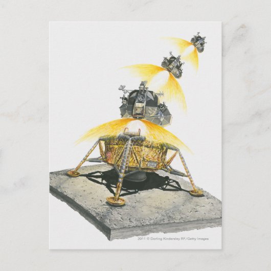 Apollo 11 Eagle-module die uit de maan gaat Briefkaart (Voorkant)