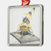 Apollo 11 Eagle-module die uit de maan gaat Metalen Ornament (Links)
