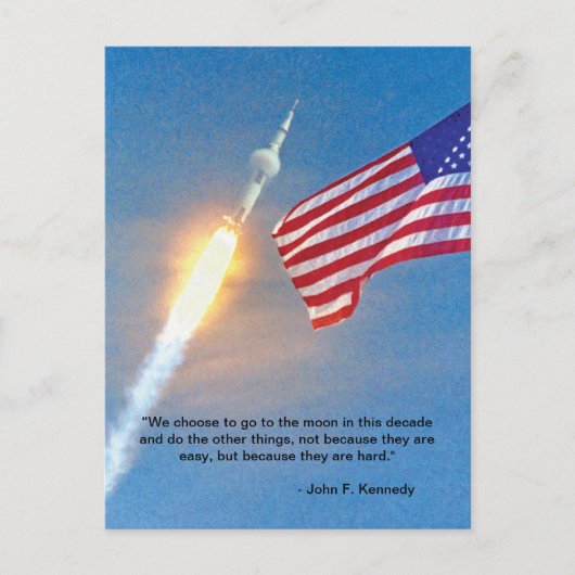 Apollo 11 lancering met Amerikaanse vlag Briefkaart (Voorkant)