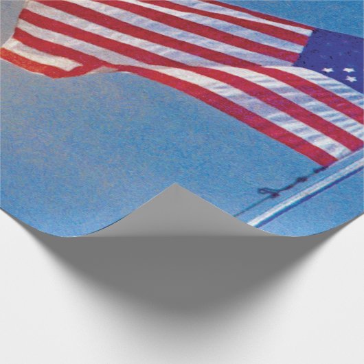 Apollo 11 lancering met Amerikaanse vlag Cadeaupapier (Hoek)