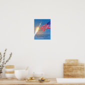 Apollo 11-lancering met Amerikaanse vlag JFK-citaa Poster (Keuken)