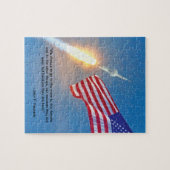 Apollo 11 lancering met Amerikaanse vlag Legpuzzel (Horizontaal)