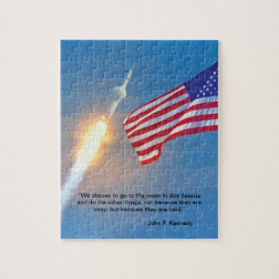 Apollo 11 lancering met Amerikaanse vlag Legpuzzel