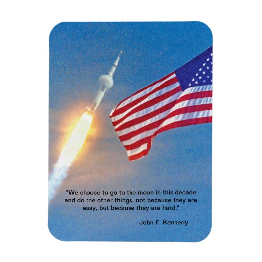 Apollo 11 lancering met Amerikaanse vlag Magneet (Verticaal)