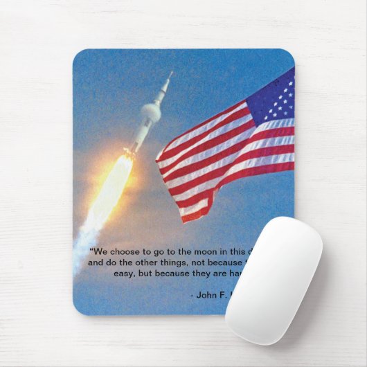 Apollo 11 lancering met Amerikaanse vlag Muismat (Met muis)