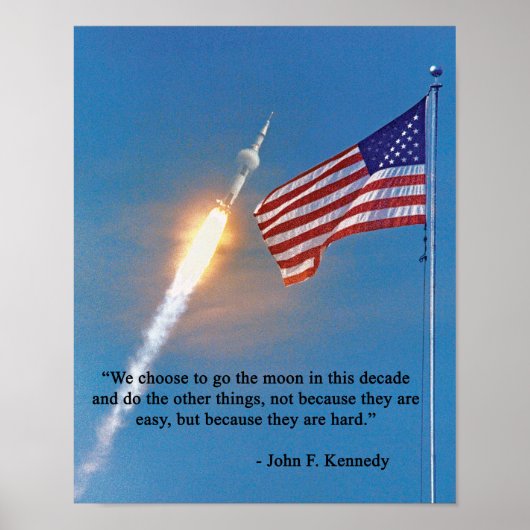Apollo 11 lancering met Amerikaanse vlag Poster (Voorkant)