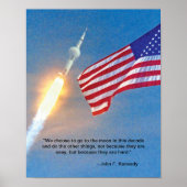 Apollo 11 lancering met Amerikaanse vlag Poster (Voorkant)