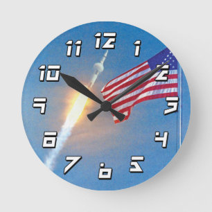 Apollo 11-lancering met Amerikaanse vlag Ronde Klok