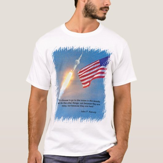 Apollo 11-lancering met Amerikaanse vlag T-shirt (Voorkant)