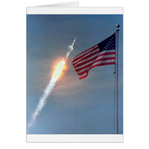 Apollo 11 lancering, met vlag, NASA