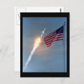 Apollo 11 lancering, met vlag, NASA Briefkaart (Voorkant / Achterkant)