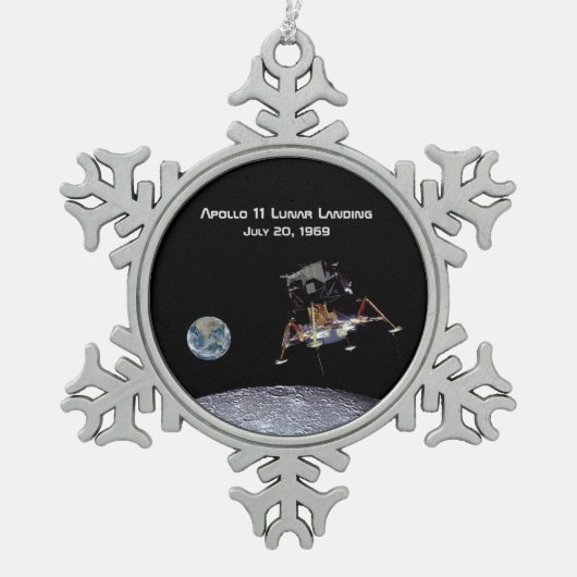Apollo 11 Lunar Landing Tin Sneeuwvlok Ornament (Voorkant)