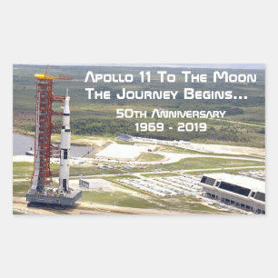Apollo 11 Missie bij het Jubileum van de maan Rechthoekige Sticker