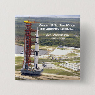Apollo 11 Missie bij het Jubileum van de maan Vierkante Button 5,1 Cm