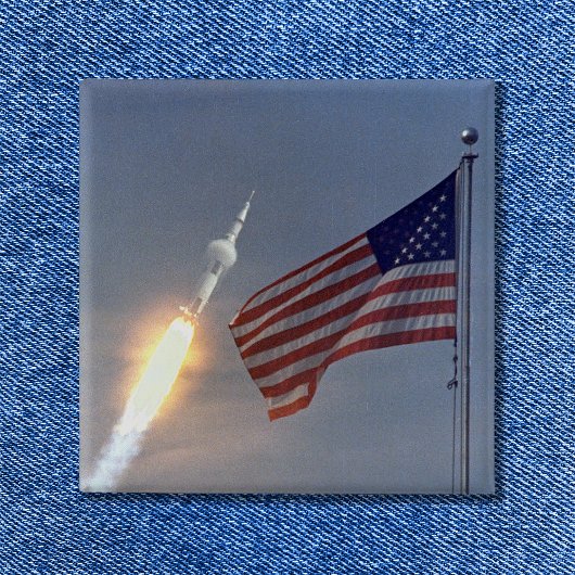 Apollo 11 Start Vierkante Button 5,1 Cm