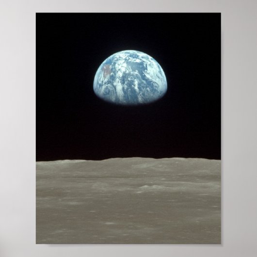 Apollo 11 Uitzicht Aarde Rising boven de maan Poster (Voorkant)
