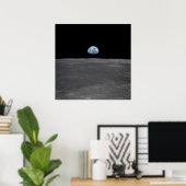 Apollo 11 uitzicht Aarde Rising boven de maan Poster (Thuiskantoor)