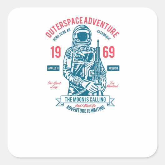 Apollo 11 vierkante sticker (Voorkant)