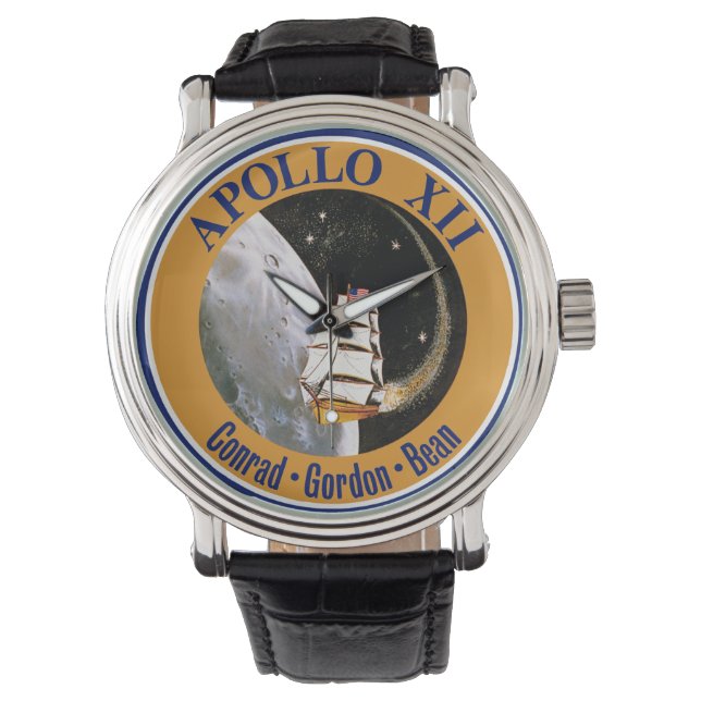 Apollo 12 Missie Patch Logo Horloge (Voorkant)