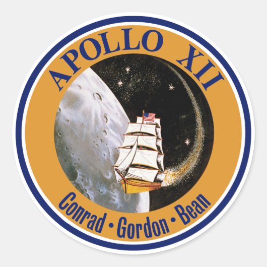 Apollo 12 Missie Patch Logo Ronde Sticker (Voorkant)