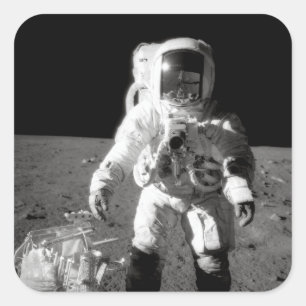 Apollo 12 Moonwalk Vierkante Sticker