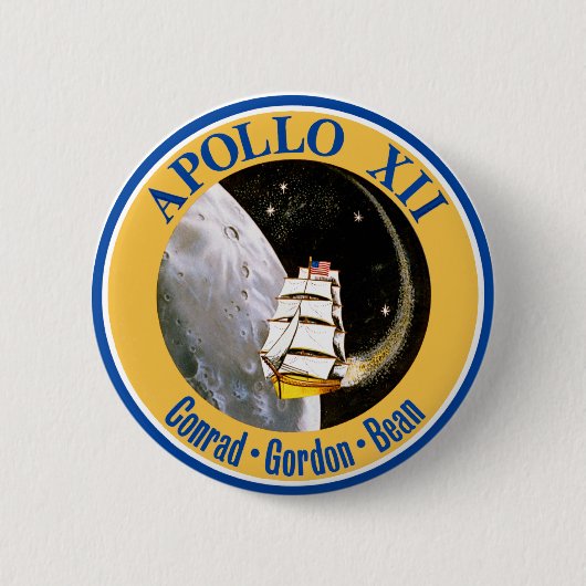 Apollo 12: Terug naar de maan! Ronde Button 5,7 Cm (Voorkant)