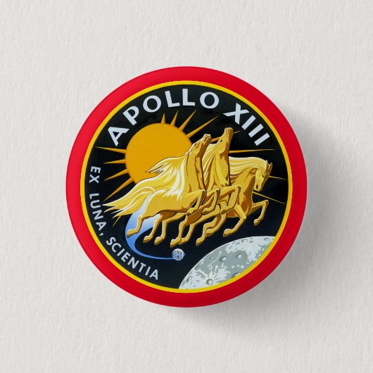 Apollo 13-insignia ronde button 3,2 cm (Voorkant)