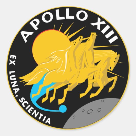 Apollo 13 NASA Missiepatch Logo Ronde Sticker (Voorkant)
