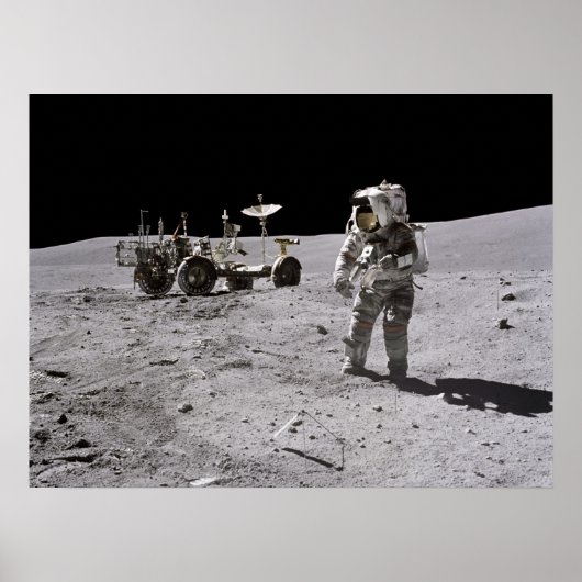 Apollo 16 Astronaut & Lunar Roving Vehicle Poster (Voorkant)