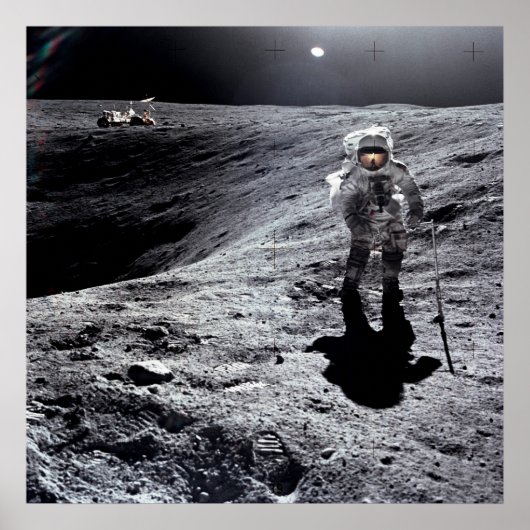 Apollo 16 Astronaut op de maan Poster (Voorkant)