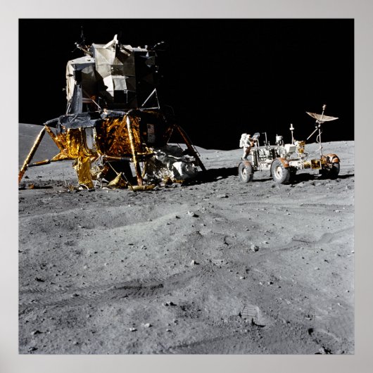 Apollo 16 Lunar Module & Lunar Roving Vehicle Poster (Voorkant)