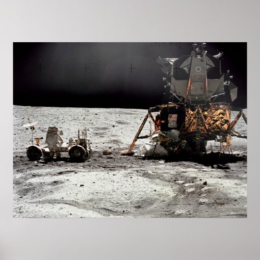 Apollo 16 Lunar Module & Lunar Roving Vehicle Poster (Voorkant)