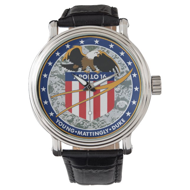 Apollo 16 NASA-missiepatchlogo Horloge (Voorkant)